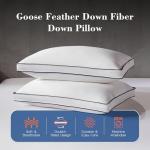 Decroom Goose Feather Down Fiber Pillows Queen Size Set of 2, Soft Pillows for Luxury Hotel Quality Gusseted Pillow 2 Pack, Bed Pillows for Sleeping, Breathable, Fluffy for Side, Back Sleepers