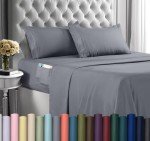 Utopia Bedding Queen Sheet Set, Soft Microfiber 4 Piece Hotel Luxury Bed Sheets for Women, Men, Kids & Teens with Side Storage Deep Pocket Fitted Sheet - Embroidered Pillow Cases - Flat Sheet (Grey)