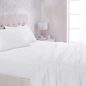 AmazonBasics Microfiber Sheet Set, Queen, Bright White