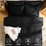 CozyLux Black Queen Comforter Set with Sheets - 7 Pieces Bed in a Bag Queen Bedding Sets, All Season Soft 7PC Bed Set with Black Comforter, Flat Sheet, Fitted Sheet, Pillowcases & Pillow Shams