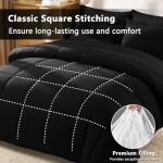 CozyLux Black Queen Comforter Set with Sheets - 7 Pieces Bed in a Bag Queen Bedding Sets, All Season Soft 7PC Bed Set with Black Comforter, Flat Sheet, Fitted Sheet, Pillowcases & Pillow Shams