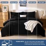 CozyLux Black Queen Comforter Set with Sheets - 7 Pieces Bed in a Bag Queen Bedding Sets, All Season Soft 7PC Bed Set with Black Comforter, Flat Sheet, Fitted Sheet, Pillowcases & Pillow Shams