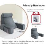 ENITYA Reading Pillow for Sitting in Bed Adult, 19" Back Support Pillow for Bed Sitting up, Backrest Cushion for Reclining,Gaming,Resting,Watching TV in Couch or Floor, Wedge with Arms, Medium(Grey)