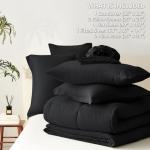 CozyLux Black Queen Comforter Set with Sheets - 7 Pieces Bed in a Bag Queen Bedding Sets, All Season Soft 7PC Bed Set with Black Comforter, Flat Sheet, Fitted Sheet, Pillowcases & Pillow Shams