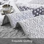 WONGS BEDDING Grey Quilt King Size, Bohemian Stripe Quilt Sets 3 Pieces Boho Quilted Bedspread Set Lightweight Microfiber Coverlet Bedding Set All Season (104"x90")