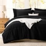 CozyLux Black Queen Comforter Set with Sheets - 7 Pieces Bed in a Bag Queen Bedding Sets, All Season Soft 7PC Bed Set with Black Comforter, Flat Sheet, Fitted Sheet, Pillowcases & Pillow Shams