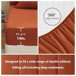 CozyLux Queen Comforter Set Terracotta, 7 Pieces Bed in a Bag, Burnt Orange Fall Comforter Queen Size, All Season Bedding Sets with Stitch Quilted Comforter, Flat Sheet, Fitted Sheet, Pillowcases