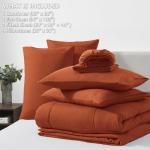 CozyLux Queen Comforter Set Terracotta, 7 Pieces Bed in a Bag, Burnt Orange Fall Comforter Queen Size, All Season Bedding Sets with Stitch Quilted Comforter, Flat Sheet, Fitted Sheet, Pillowcases