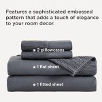 Bedsure Queen Sheet Set - 4 Pieces Soft Queen Size Sheets - Breathable & Cooling - Hotel Luxury - Easy Care Polyester Microfiber Bedding for Women, Men, Dark Grey