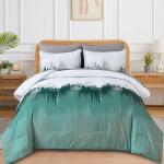 WONGS BEDDING Comforter Set Queen,Aqua 7 Pieces Bed in a Bag Colorful Abstract Art Gradient Comforter Microfiber Bedding Set,1 Comforter, 1 Flat Sheet, 1 Fitted Sheet, 2 Pillow Shams,2 Pillowcases