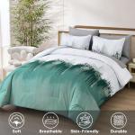 WONGS BEDDING Comforter Set Queen,Aqua 7 Pieces Bed in a Bag Colorful Abstract Art Gradient Comforter Microfiber Bedding Set,1 Comforter, 1 Flat Sheet, 1 Fitted Sheet, 2 Pillow Shams,2 Pillowcases