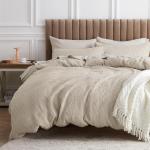 Bedsure Cotton Duvet Cover King - 100% Cotton Waffle Weave Beige Duvet Cover King Size, GentleSoft™ and Breathable Bedding Set for All Season, 3 Pieces, 104"x90"