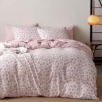 Wake In Cloud - Coquette Duvet Cover Set, Floral Cottagecore Flower Shabby Chic Cute Aesthetic, Soft Lightweight Bedding for Women Teen Girls, 3-Piece, Pink, Queen Size