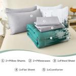 WONGS BEDDING Comforter Set Queen,Aqua 7 Pieces Bed in a Bag Colorful Abstract Art Gradient Comforter Microfiber Bedding Set,1 Comforter, 1 Flat Sheet, 1 Fitted Sheet, 2 Pillow Shams,2 Pillowcases