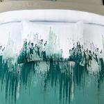 WONGS BEDDING Comforter Set Queen,Aqua 7 Pieces Bed in a Bag Colorful Abstract Art Gradient Comforter Microfiber Bedding Set,1 Comforter, 1 Flat Sheet, 1 Fitted Sheet, 2 Pillow Shams,2 Pillowcases