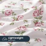 Wake In Cloud - Coquette Duvet Cover Set, Floral Cottagecore Flower Shabby Chic Cute Aesthetic, Soft Lightweight Bedding for Women Teen Girls, 3-Piece, Pink, Queen Size