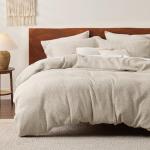 Bedsure Cotton Duvet Cover King - 100% Cotton Waffle Weave Beige Duvet Cover King Size, GentleSoft™ and Breathable Bedding Set for All Season, 3 Pieces, 104"x90"