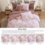 BLOOMHAVEN Queen Comforter Set -7 Pieces Pink Floral Comforter Set for All Seasons, Bed in a Bag Queen with Botanical Flowers Comforter, Sheets, Pillowcases & Shams