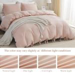 annadaif Pink Duvet Cover Queen (90x90 Inch), 3 Pieces (1 Duvet Cover, 2 Pillowcases) Soft Washed Microfiber Bowknot Bow Tie Duvet Cover Set, Easy Care Bedding Set for Men, Women
