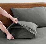 LANE LINEN Sustainably Produced 100% Organic Cotton Queen Size Bed Sheets, Soft & Comfy Naturally Cooling Percale Cotton Sheets, Low Pill Fade Resistant 15" Deep Pocket Queen Sheets– Charcoal