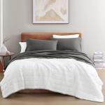 LANE LINEN Sustainably Produced 100% Organic Cotton Queen Size Bed Sheets, Soft & Comfy Naturally Cooling Percale Cotton Sheets, Low Pill Fade Resistant 15" Deep Pocket Queen Sheets– Charcoal