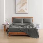 LANE LINEN Sustainably Produced 100% Organic Cotton Queen Size Bed Sheets, Soft & Comfy Naturally Cooling Percale Cotton Sheets, Low Pill Fade Resistant 15" Deep Pocket Queen Sheets– Charcoal