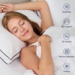 CozyLux Pillows Queen Size Set of 2, Soft and Supportive 3D Down Alternative Bed Pillow for Sleeping 2 Pack White, Luxury Hotel Quality Gusseted Bedding Pillow for Back, Stomach or Side Sleepers 18x28