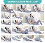 Wedge Pillow for Sleeping, Orthopedic Bed Wedge Pillow Set, 15-in-1 3PCS Adjustable Memory Foam Wedge Pillow Post Surgery, 9 &16 & 20 inches Height 3-in-1 Incline Wedges Pillows