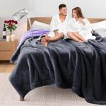 YISURE Waterproof Reversible Blanket for Bed King Size, 90"x80", Stain Proof Leakproof Bed Cover, Washable, Reusable, Protects Beds & Furniture from Spills, Stains & Splashes (Grey/Violet)
