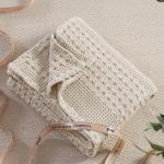 PHF 100% Cotton Waffle Weave Throw Blanket, Soft Lightweight Breathable Cozy Throws for Couch Bed Sofa, Luxury Aesthetic Woven Blanket for Home Decor & Office, 50"x60", Oatmeal