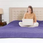 YISURE Waterproof Reversible Blanket for Bed King Size, 90"x80", Stain Proof Leakproof Bed Cover, Washable, Reusable, Protects Beds & Furniture from Spills, Stains & Splashes (Grey/Violet)
