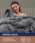 Pawque Super Soft Cozy Throw Blanket Twin Size for Couch Bed, Fluffy Sherpa Fleece Reversible Thick Warm Fuzzy Blanket for All-Season, 3D Checkered Jacquard Decorative Blankets, Grey, 60" x 80"