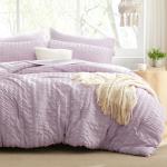 Love's cabin Seersucker Lavender Twin Comforter Set 5 Pieces, All Season Bedding Set, Twin Bed in a Bag Comforter Set with Comforter, Flat Sheet, Fitted Sheet, Pillowcase and Pillow Sham