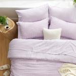 Love's cabin Seersucker Lavender Twin Comforter Set 5 Pieces, All Season Bedding Set, Twin Bed in a Bag Comforter Set with Comforter, Flat Sheet, Fitted Sheet, Pillowcase and Pillow Sham