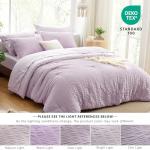 Love's cabin Seersucker Lavender Twin Comforter Set 5 Pieces, All Season Bedding Set, Twin Bed in a Bag Comforter Set with Comforter, Flat Sheet, Fitted Sheet, Pillowcase and Pillow Sham