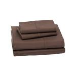 Amazon Basics Lightweight Super Soft Easy Care Microfiber 4 Piece Bed Sheet Set With 14-inch Deep Pockets, King, Chocolate, Solid