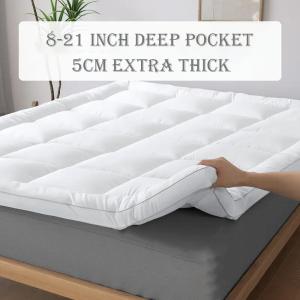 Extra Thick Mattress Topper, 600gsm Cooling Mattress Pad Cover for Deep Sleep,3D+7D Snow Down Alternative Fill Plush Pillow Top
