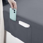 Utopia Bedding Queen Sheet Set, Soft Microfiber 4 Piece Hotel Luxury Bed Sheets for Women, Men, Kids & Teens with Side Storage Deep Pocket Fitted Sheet - Embroidered Pillow Cases - Flat Sheet (Grey)