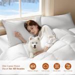 LBRO2M Canadian Luxury Goose Down Comforter Queen Size, 75% Goose Down 850+ Fill Power Duvet with 1200TC 100% Cotton Shell All Season Bedding Comforter, Soft Duvet Insert (90"X90",White)