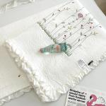 Fresh Flower Embroidered Summer Blanket 1/3PCS Ruffled Quilted Summer Quilt Set Machine Washable Lightweight Comforter Duvet