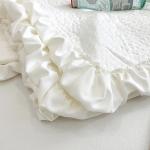 Fresh Flower Embroidered Summer Blanket 1/3PCS Ruffled Quilted Summer Quilt Set Machine Washable Lightweight Comforter Duvet