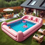 Water Leisure and Entertainment Round Back Above Ground Swimming Pool Floats Multi-person Inflatable Floating Bed with Pillows