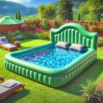 Water Leisure and Entertainment Round Back Above Ground Swimming Pool Floats Multi-person Inflatable Floating Bed with Pillows