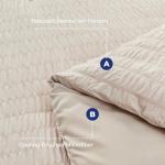 HYMOKEGE Beige Duvet Cover Queen Size, Ultra Soft 3-Piece Seersucker Duvet Cover Set with Zipper Closure, Soft Brushed Microfiber Bedding Set with 8 Corner Ties (90"x90", 2 Pillowshams)