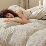 PHF Waffle Weave Duvet Cover Set King Size, 3 Piece Ultra Soft Breathable Durable Comforter Cover for All Season, Waffle Textured Duvet Set with 2 Pillow Shams Bedding Collection, 104"x90", Linen