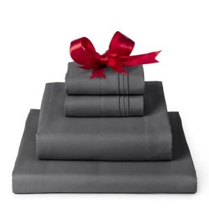 Mellanni King Sheets Set - 4 PC Iconic Collection Bedding - Hotel Luxury, Extra Soft, Cooling Bed Sheets - Wrinkle, Fade, Stain Resistant (King, Gray)