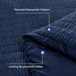 HYMOKEGE Navy Blue Queen Comforter Set Seersucker 7 Pieces, All Season Luxury Bed in a Bag for Bedroom, Bedding Set with Comforters, Sheets, Pillowcases & Shams