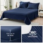 HYMOKEGE Navy Blue Queen Comforter Set Seersucker 7 Pieces, All Season Luxury Bed in a Bag for Bedroom, Bedding Set with Comforters, Sheets, Pillowcases & Shams