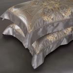 Top luxury royal grey yarn-dyed silk 100% mulberry silk duvet cover four-piece bedding