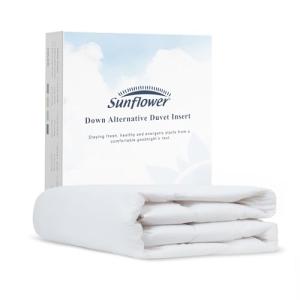 sunflower Twin Comforter White Lightweight Down Alternative Filling 100% Cotton Shell Bedding Twin XL Comforter Blanket for Dorm Hot Sleepers with Corner Tabs Soft Breathable Machine Washable
